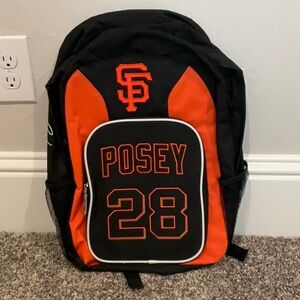 NEW Buster Posey #28 embroidered SF Giants backpack. MLB licensed
